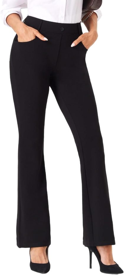 Women's Stretchy Straight Leg Work Pants with Pockets