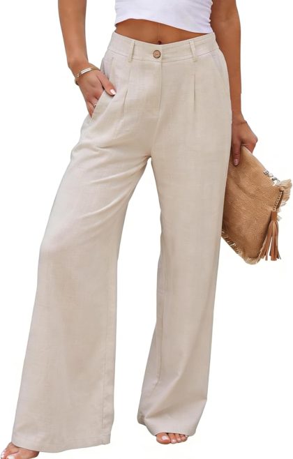 High-Waist Linen Wide-Leg Pants