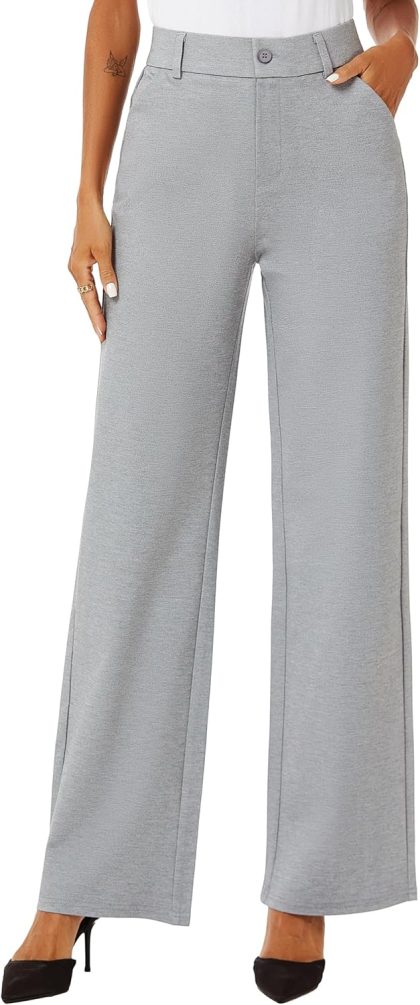 High Waist Wide Straight Leg Trousers Casual Dress Slacks with Pockets